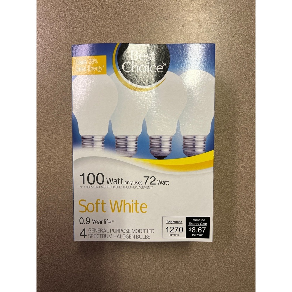Best Choice 4 pack soft white light bulbs 100 watt equivalent NOT LED